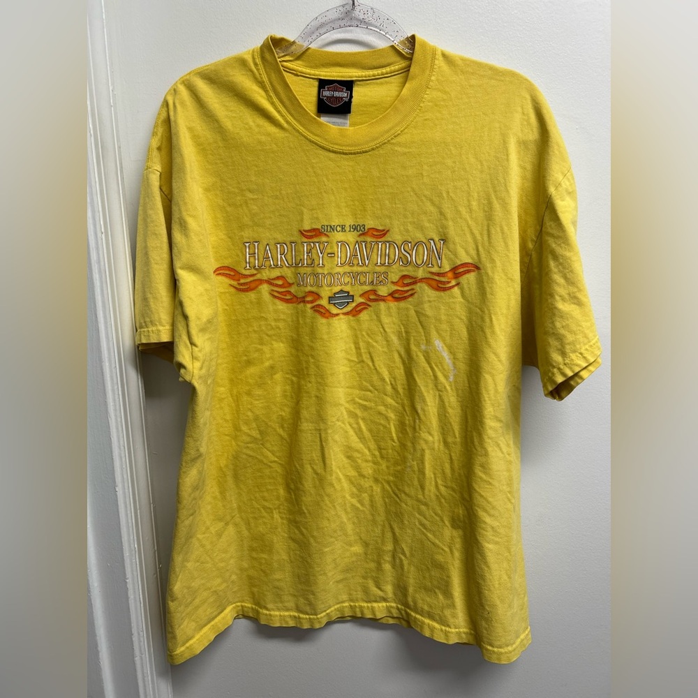 Vintage Boswell’s Harley-Davidson Yellow Short Sleeve Tee Nashville Y2K